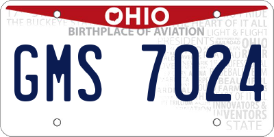 OH license plate GMS7024