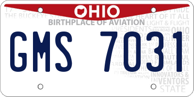 OH license plate GMS7031