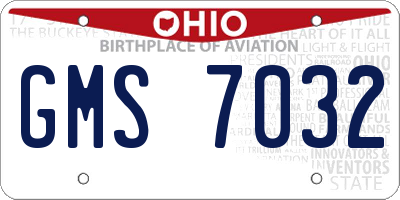 OH license plate GMS7032