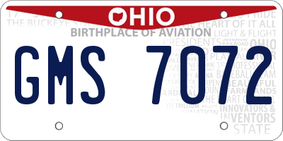 OH license plate GMS7072