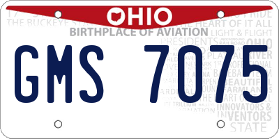 OH license plate GMS7075