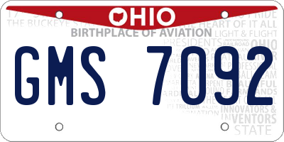 OH license plate GMS7092