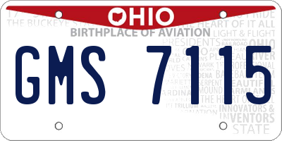 OH license plate GMS7115