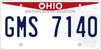 OH license plate GMS7140