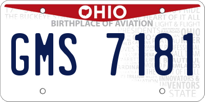 OH license plate GMS7181