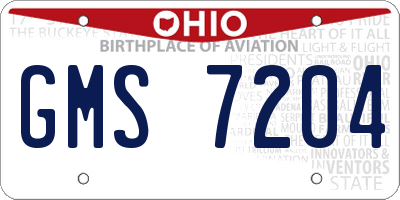 OH license plate GMS7204