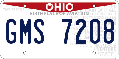 OH license plate GMS7208
