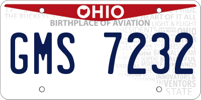 OH license plate GMS7232