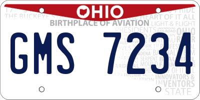 OH license plate GMS7234