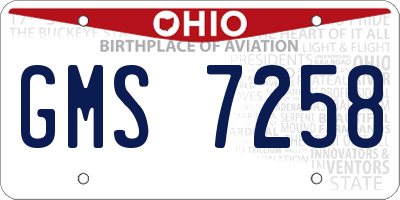 OH license plate GMS7258