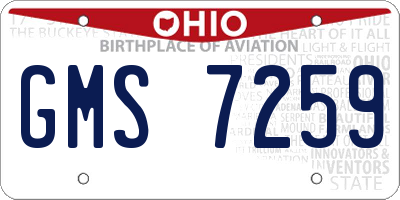 OH license plate GMS7259