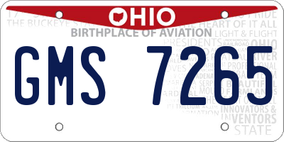 OH license plate GMS7265