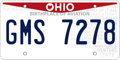 OH license plate GMS7278