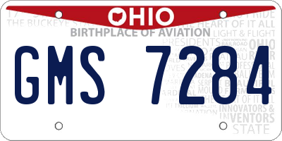 OH license plate GMS7284