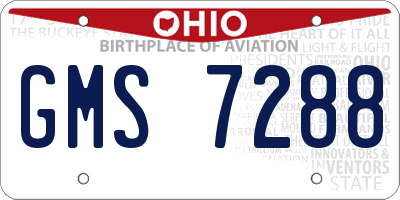 OH license plate GMS7288