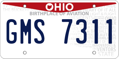OH license plate GMS7311
