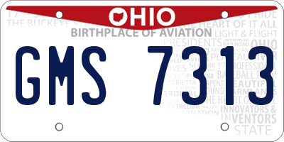 OH license plate GMS7313