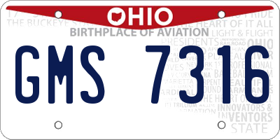 OH license plate GMS7316