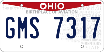 OH license plate GMS7317