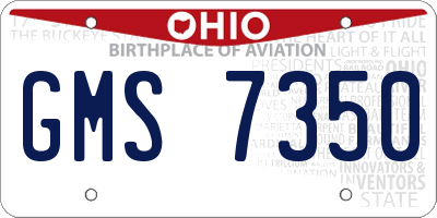 OH license plate GMS7350
