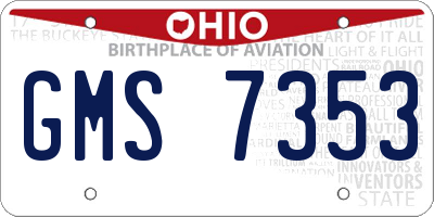 OH license plate GMS7353