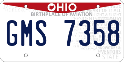 OH license plate GMS7358