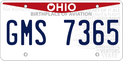 OH license plate GMS7365