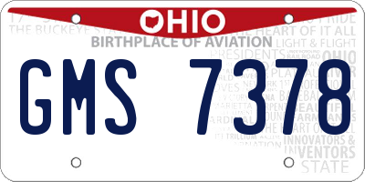 OH license plate GMS7378