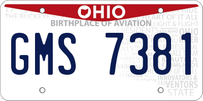 OH license plate GMS7381