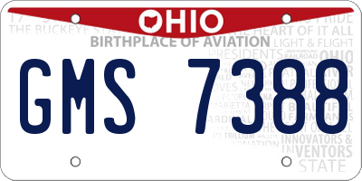 OH license plate GMS7388