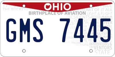 OH license plate GMS7445