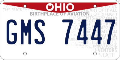 OH license plate GMS7447
