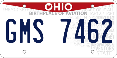 OH license plate GMS7462