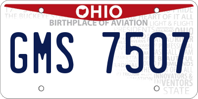 OH license plate GMS7507