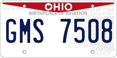 OH license plate GMS7508