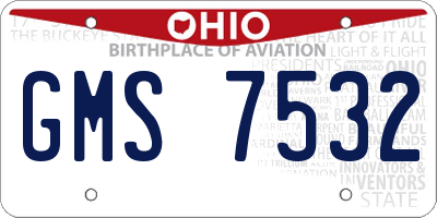 OH license plate GMS7532