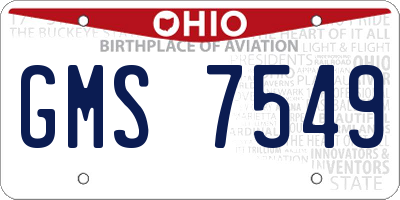 OH license plate GMS7549
