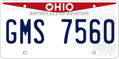 OH license plate GMS7560