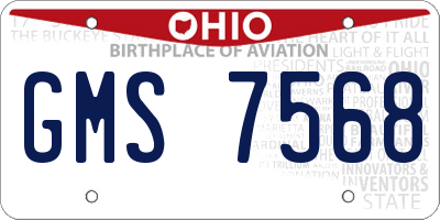 OH license plate GMS7568