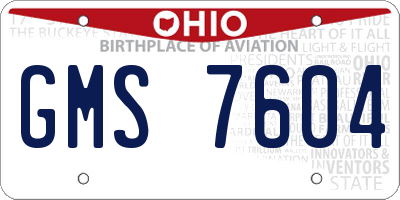 OH license plate GMS7604