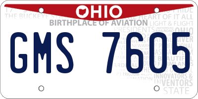 OH license plate GMS7605