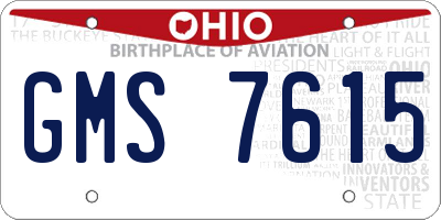 OH license plate GMS7615