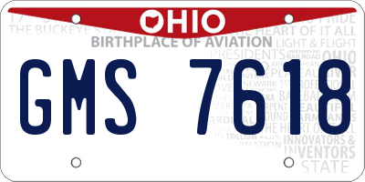 OH license plate GMS7618
