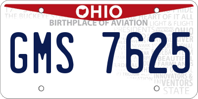 OH license plate GMS7625