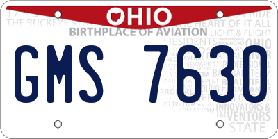 OH license plate GMS7630
