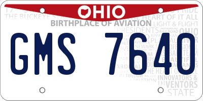OH license plate GMS7640
