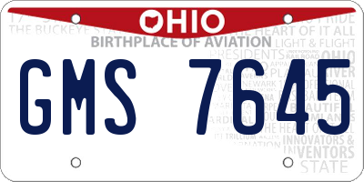 OH license plate GMS7645