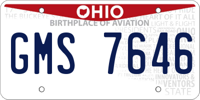 OH license plate GMS7646