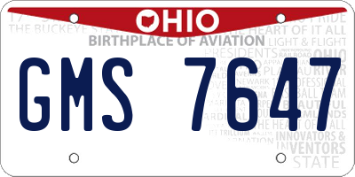 OH license plate GMS7647