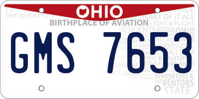OH license plate GMS7653